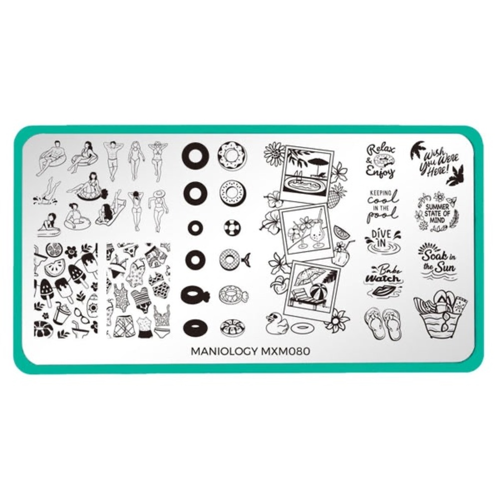 Maniology MXM-080 Pool Party May 2022 Mani By Me Stainless Steel Stamping Plate